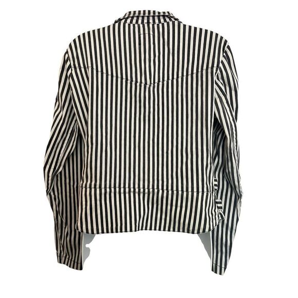 Vintage Tripp NYC Black and White Striped Moto Jacket Women’s Size M - Picture 3 of 6